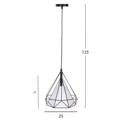 CEILING PENDANT LAMP HM4065 BLACK METAL CAP-WHITE LIGHT BULB COVER 25x25x125Yεκ.