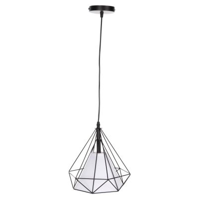 CEILING PENDANT LAMP HM4065 BLACK METAL CAP-WHITE LIGHT BULB COVER 25x25x125Yεκ.