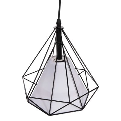 CEILING PENDANT LAMP HM4065 BLACK METAL CAP-WHITE LIGHT BULB COVER 25x25x125Yεκ.