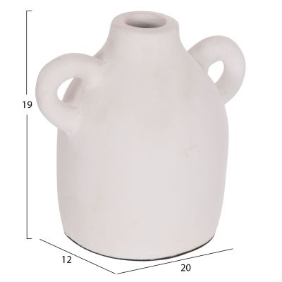 DECORATIVE VASE SERIES CLAYVON HM4407 TERRACOTTA IN WHITE COLOR 20x12x19Hcm.