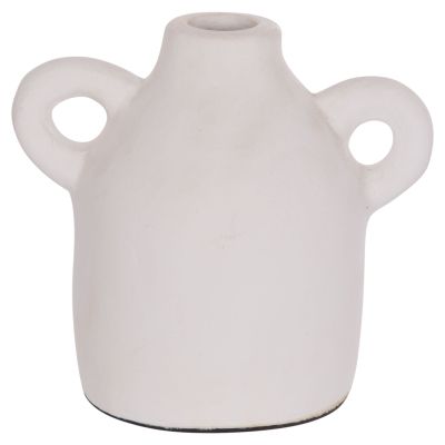 DECORATIVE VASE SERIES CLAYVON HM4407 TERRACOTTA IN WHITE COLOR 20x12x19Hcm.