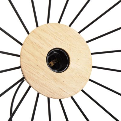 CEILING PENDANT LAMP HM4160 BLACK METAL-WOOD Φ39x117Hcm.