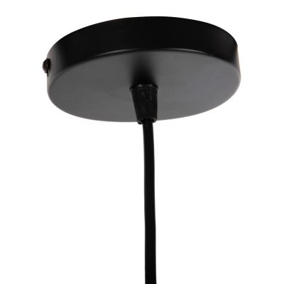 CEILING PENDANT LAMP HM4160 BLACK METAL-WOOD Φ39x117Hcm.