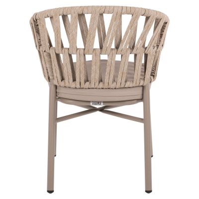 КРЕСЛО АЛУМИНИЕВО СВЕТЛО МОКА И БЕЖОВО ВЪЖЕ 57x56x78Hcm.HM5857.03