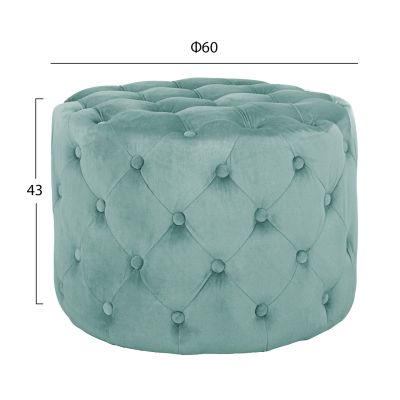 STOOL KASSIE HM8406.07 PISTACHIO GREEN VELVET t.CHESTERFIELD Φ60X43Hcm.