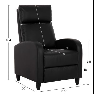 КРЕСЛО RELAX HIBER HM9782.11 ЧЕРНО PU 67,5x90x104Hcm.