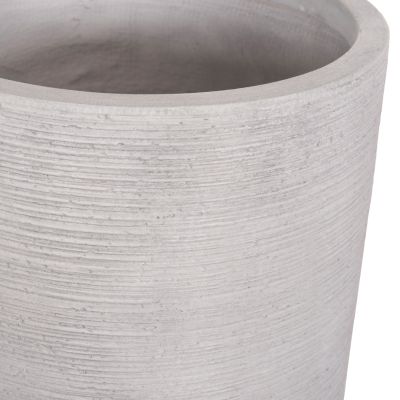 GARDEN PLANTERS CYLINDRICAL SET 3PCS SERIES GARDENER HM4721 FIBERCLAY--IN CEMENT COLOR Φ42.5x78.5Hcm.