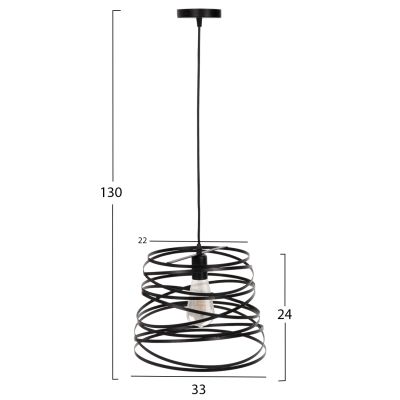 CEILING PENDANT LAMP HM4129 BLACK METAL CYLINDRICAL CAP 22-33x130Hcm.