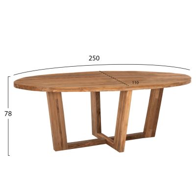 DINING TABLE CARIB HM9560 OVAL RECYCLED TEAK IN NATURAL 250x110x78Hcm.
