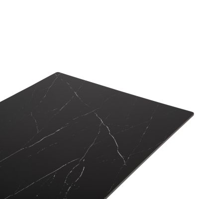DINING TABLE RECTANGULAR RUBBY HM9849.02 CERAMIC TOP IN BLACK MARBLE-BLACK METAL BASE 180x90x77Hcm.