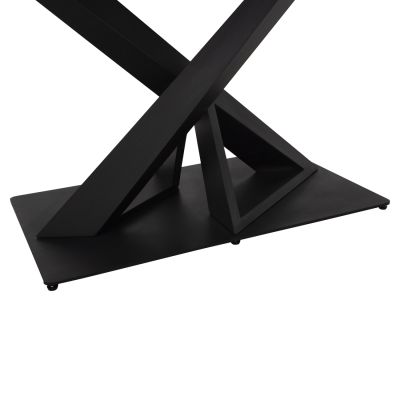 DINING TABLE RECTANGULAR RUBBY HM9849.02 CERAMIC TOP IN BLACK MARBLE-BLACK METAL BASE 180x90x77Hcm.