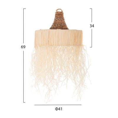 CEILING PENDANT LAMP WITH FRINGES HM7853 DRIED PALM FIBERS Φ41x34Hcm.