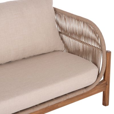 OUTDOOR LOUNGE 2-SEATER SOFA SANJI HM6220 ACACIA WOOD-ALUMINUM-ROPE 168.5x80x82Hcm.