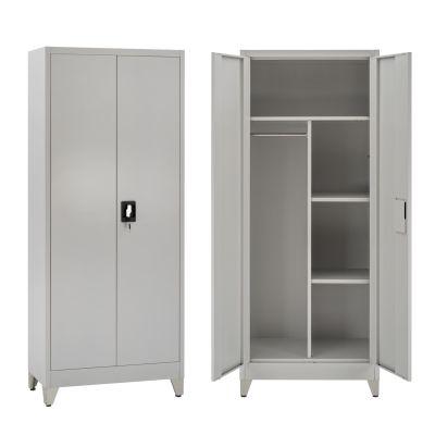 CLOSET 2-LEAF METAL HRONDA HM21287.02 WITH DIVIDER-KEYLOCK & LEGS 70x40x180Hcm.