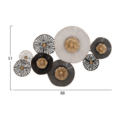 МЕТАЛНА ДЕКОРАЦИЯ ЗА СТЕНА HM7170 СИВО ЕКРЮ ЗЛАТО 88x7x51Y см.