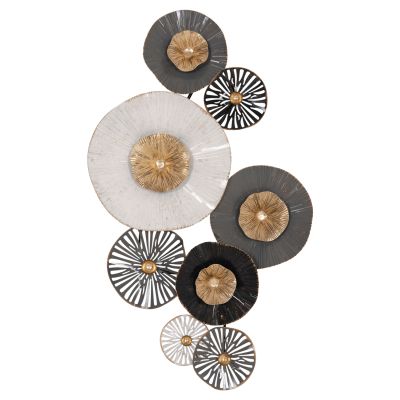 МЕТАЛНА ДЕКОРАЦИЯ ЗА СТЕНА HM7170 СИВО ЕКРЮ ЗЛАТО 88x7x51Y см.