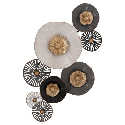 МЕТАЛНА ДЕКОРАЦИЯ ЗА СТЕНА HM7170 СИВО ЕКРЮ ЗЛАТО 88x7x51Y см.