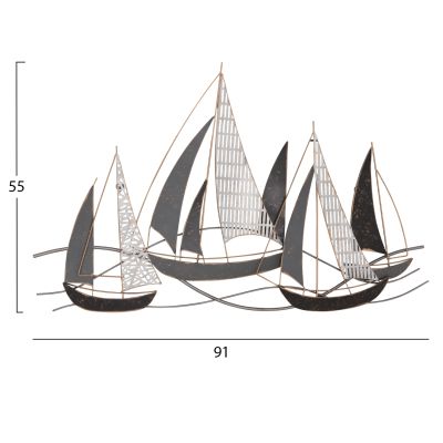 METAL WALL DECORATION HM7160 COAL WHITE GOLD 91x3x55Η cm.