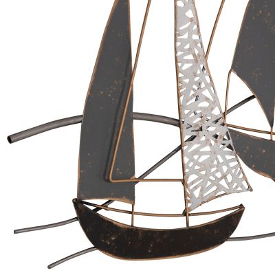 METAL WALL DECORATION HM7160 COAL WHITE GOLD 91x3x55Η cm.