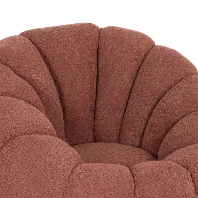 КРЕСЛО ВЪРТЕЩО GRYMM HM9601.02 РОЗОВО БУКЛЕ-ЧЕРНА МЕТАЛНА ОСНОВА 90x93x65Hcm.