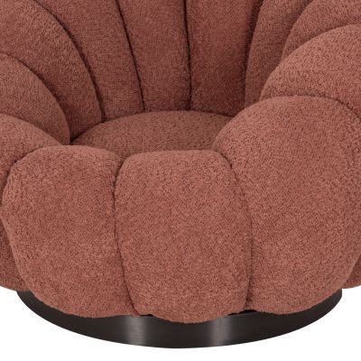 КРЕСЛО ВЪРТЕЩО GRYMM HM9601.02 РОЗОВО БУКЛЕ-ЧЕРНА МЕТАЛНА ОСНОВА 90x93x65Hcm.