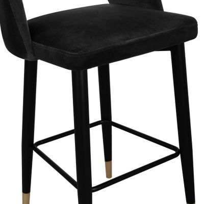 Bar Stool Harper HM8526.04 Velvet Black with metallic frame 50Χ51Χ111cm