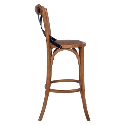 Бар стол Дървен Forenza HM8304 Металик с кръстосана облегалка 50x58x113 см