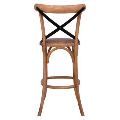 Бар стол Дървен Forenza HM8304 Металик с кръстосана облегалка 50x58x113 см