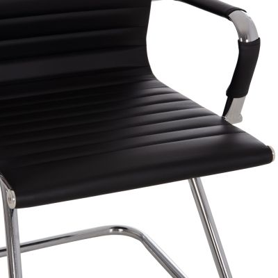 CONFERENCE CHAIR BOSS HM1023.31 WITH ARMS-BLACK PU-CHROMED METAL LEGS 54x55x88Hcm.