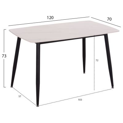 DINING SET 5PCS RAVEN HM21071.03 CERAMIC TOP WHITE MARBLE--GREY VELVET