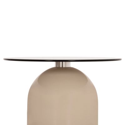 SET 2 COFFEE TABLES BELLINS HM18314.04 BEIGE METAL BASES--GLASS TOPS Φ50cm & Φ40cm