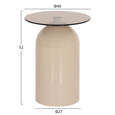 SET 2 COFFEE TABLES BELLINS HM18313.04 BEIGE METAL BASES--GLASS TOPS Φ50cm & Φ80cm