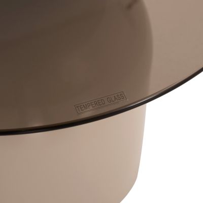 SET 2 COFFEE TABLES BELLINS HM18313.04 BEIGE METAL BASES--GLASS TOPS Φ50cm & Φ80cm