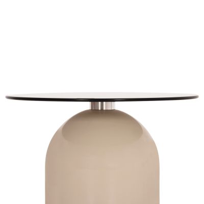 SET 2 COFFEE TABLES BELLINS HM18313.04 BEIGE METAL BASES--GLASS TOPS Φ50cm & Φ80cm