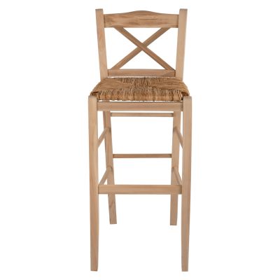 Дървена традиционна табуретка Небоядисана със слама HM10375.02