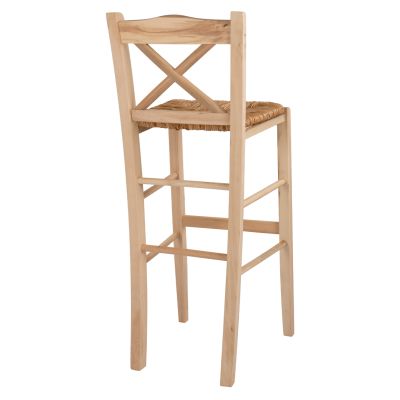 Дървена традиционна табуретка Небоядисана със слама HM10375.02