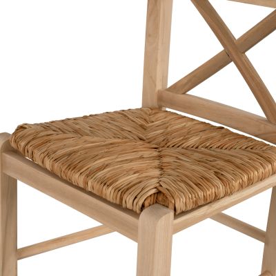 Дървена традиционна табуретка Небоядисана със слама HM10375.02