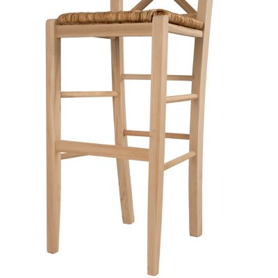 Дървена традиционна табуретка Небоядисана със слама HM10375.02