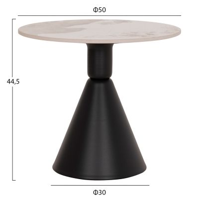 SET 2 COFFEE TABLES JEN HM18305.02 METAL IN BLACK-SINTERED STONE IN PANDORA COLOR Φ50cm & Φ70cm