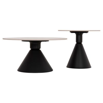 SET 2 COFFEE TABLES JEN HM18305.02 METAL IN BLACK-SINTERED STONE IN PANDORA COLOR Φ50cm & Φ70cm