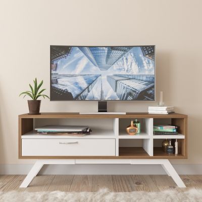 HM9314, ТВ мебел CRONOS, орех-бял, 110x30x50см