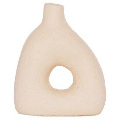 TABLE DECORATIVE VASE DECANT HM4667.02M TERRACOTA IN CREAM WHITE--17x6.5x20Hcm.