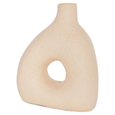 TABLE DECORATIVE VASE DECANT HM4667.02M TERRACOTA IN CREAM WHITE--17x6.5x20Hcm.