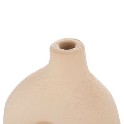 TABLE DECORATIVE VASE DECANT HM4667.02M TERRACOTA IN CREAM WHITE--17x6.5x20Hcm.