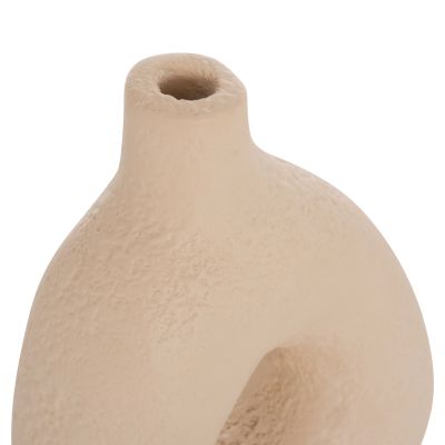 TABLE DECORATIVE VASE DECANT HM4667.02M TERRACOTA IN CREAM WHITE--17x6.5x20Hcm.