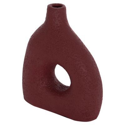 TABLE DECORATIVE VASE DECANT HM4667.06M TERRACOTA IN MAROON RED--17x6.5x20Hcm.