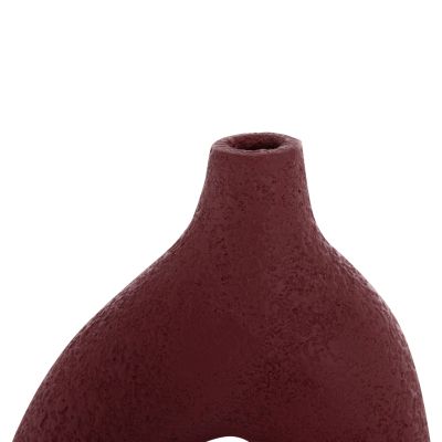 TABLE DECORATIVE VASE DECANT HM4667.06M TERRACOTA IN MAROON RED--17x6.5x20Hcm.