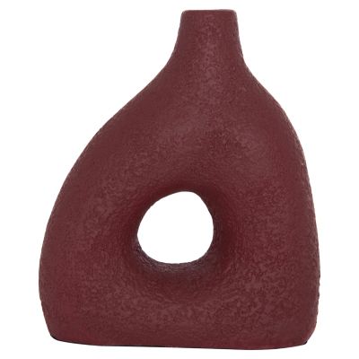 TABLE DECORATIVE VASE DECANT HM4667.06M TERRACOTA IN MAROON RED--17x6.5x20Hcm.