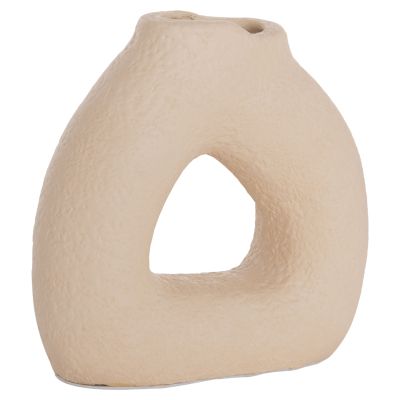 TABLE DECORATIVE VASE DECANT HM4667.02S TERRACOTA IN CREAM WHITE--17.5x6.5x17Hcm.