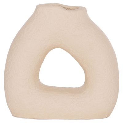 TABLE DECORATIVE VASE DECANT HM4667.02S TERRACOTA IN CREAM WHITE--17.5x6.5x17Hcm.